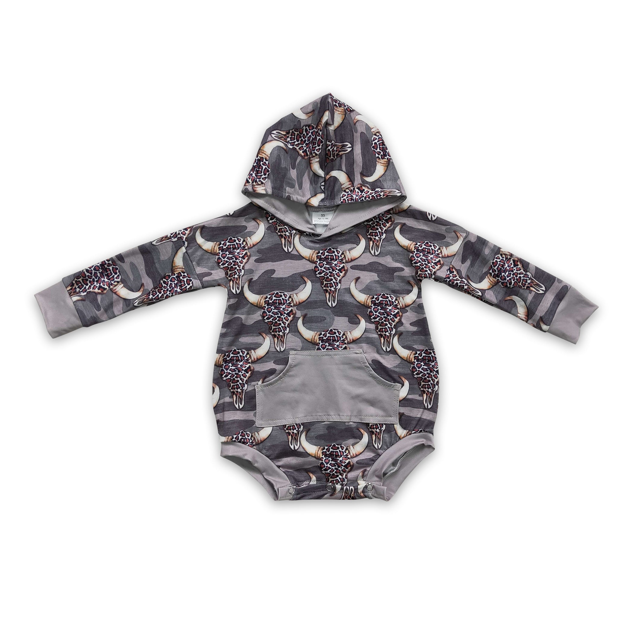 Leopard cow camo long sleeves hoodie baby kids romper