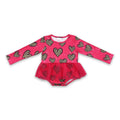 Leopard heart tulle baby girls valentine's romper