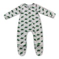 Green tractor long sleeves baby boy zipper footed coverall