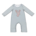 Deer green stripe long sleeves baby kids romper
