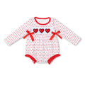 Red heart polka dots baby girls valentine's romper