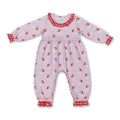 Long sleeves pink santa baby girls Christmas romper
