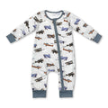 Long sleeves airplane baby boy zipper romper