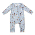 Long sleeves dog print baby boy zipper romper