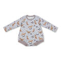 Long sleeves grey dog duck fish baby boy hunting romper