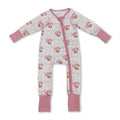 Long sleeves pink stripe santa baby girls Christmas romper