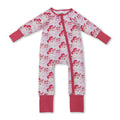 Long sleeves pink bow santa western girls Christmas romper
