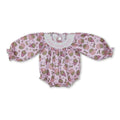 Long sleeves heart fries smocked baby girls Valentine's romper