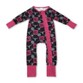 Wild child turquoise bull skull western girls zipper romper