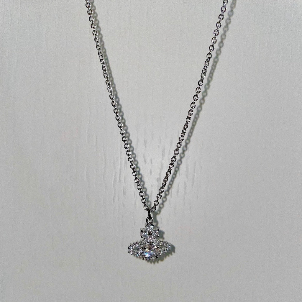 Saturn full diamond necklace clavicle chain