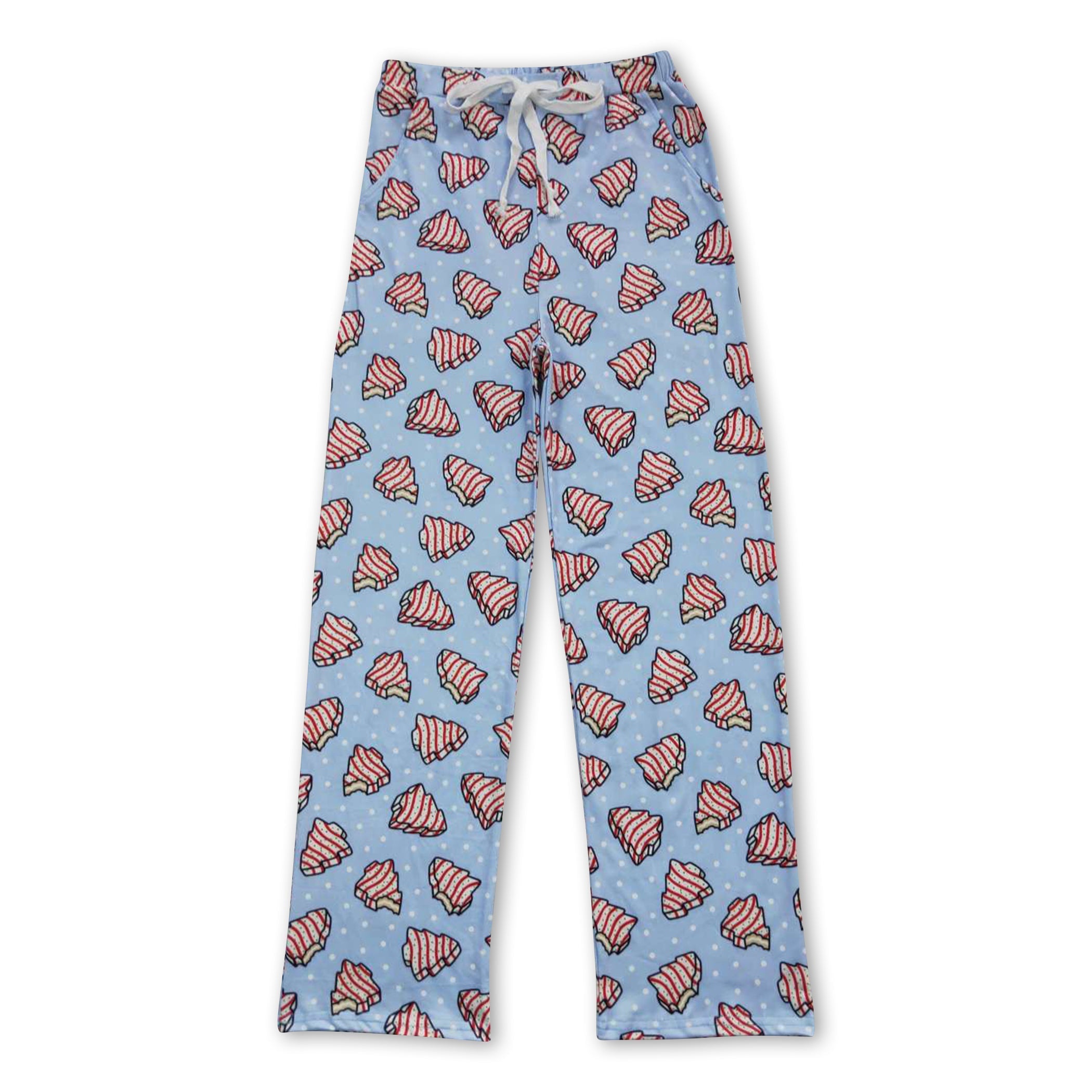 Blue cake family clothes adult Christmas pants