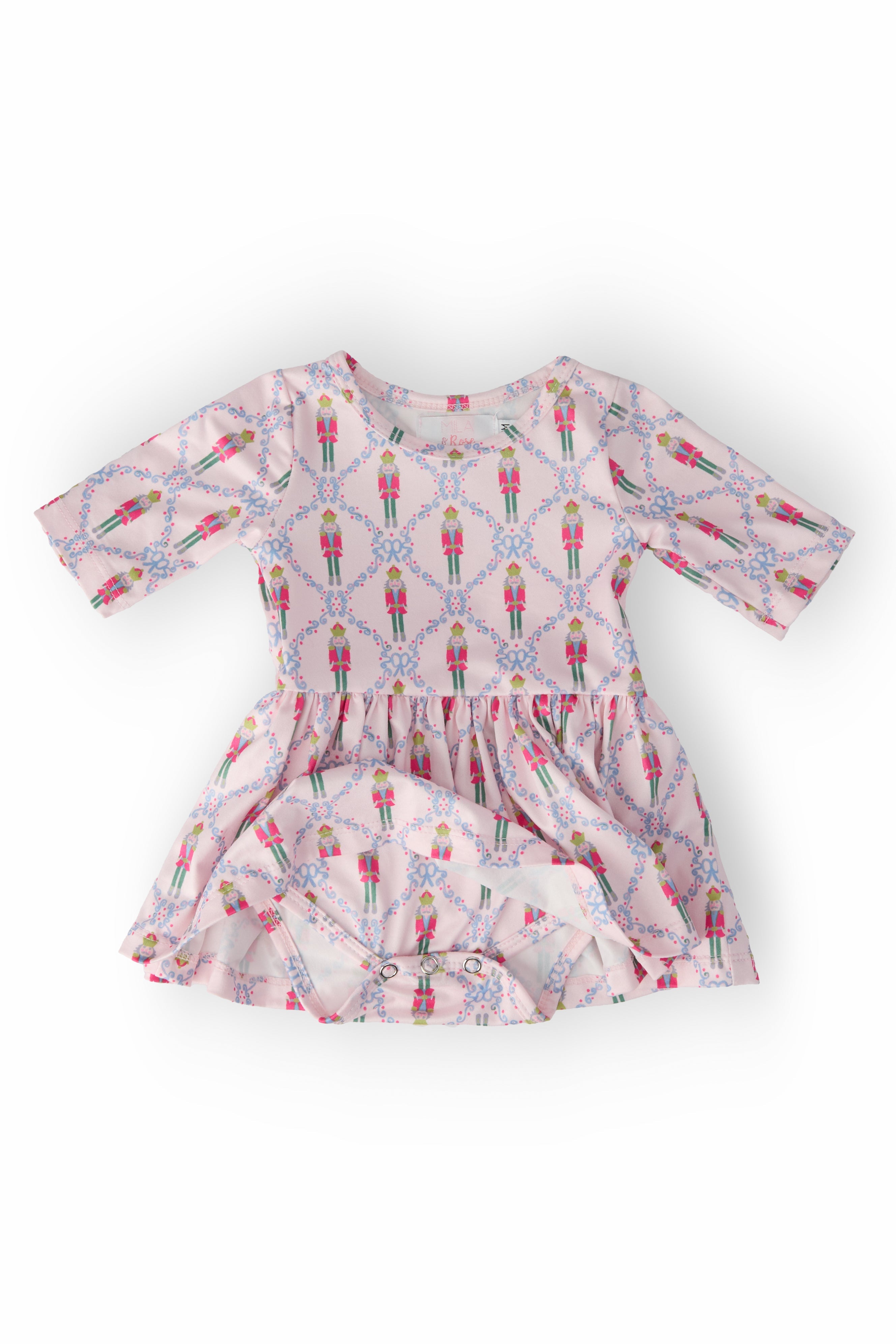 Pink Nutcracker 3/4 Sleeve Twirl Bodysuit