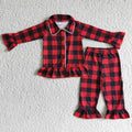 Buffalo plaid girls Christmas pajamas