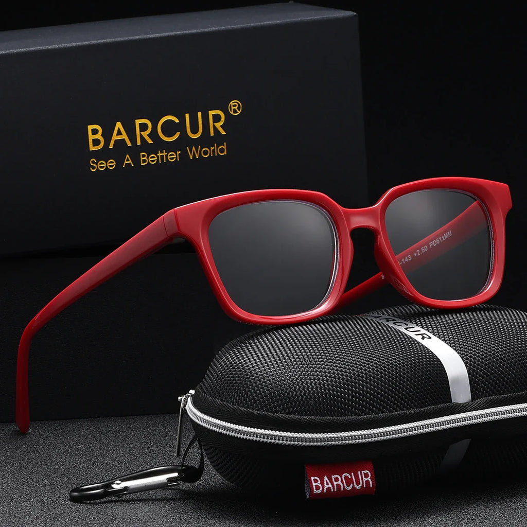 BARCUR Trendy Square Reading Glasses for Men and Women Blue Light Blocking Computer Glasses Clear Lens Presbyopic Readers Stylish Eyewear for Summer Indoor and Outdoor Use