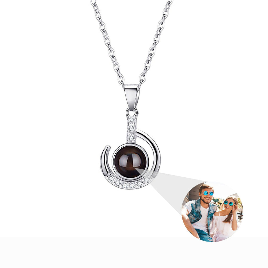 Customizable photo Silver 925 Necklace 100 Languages I Love You Projection Pendant