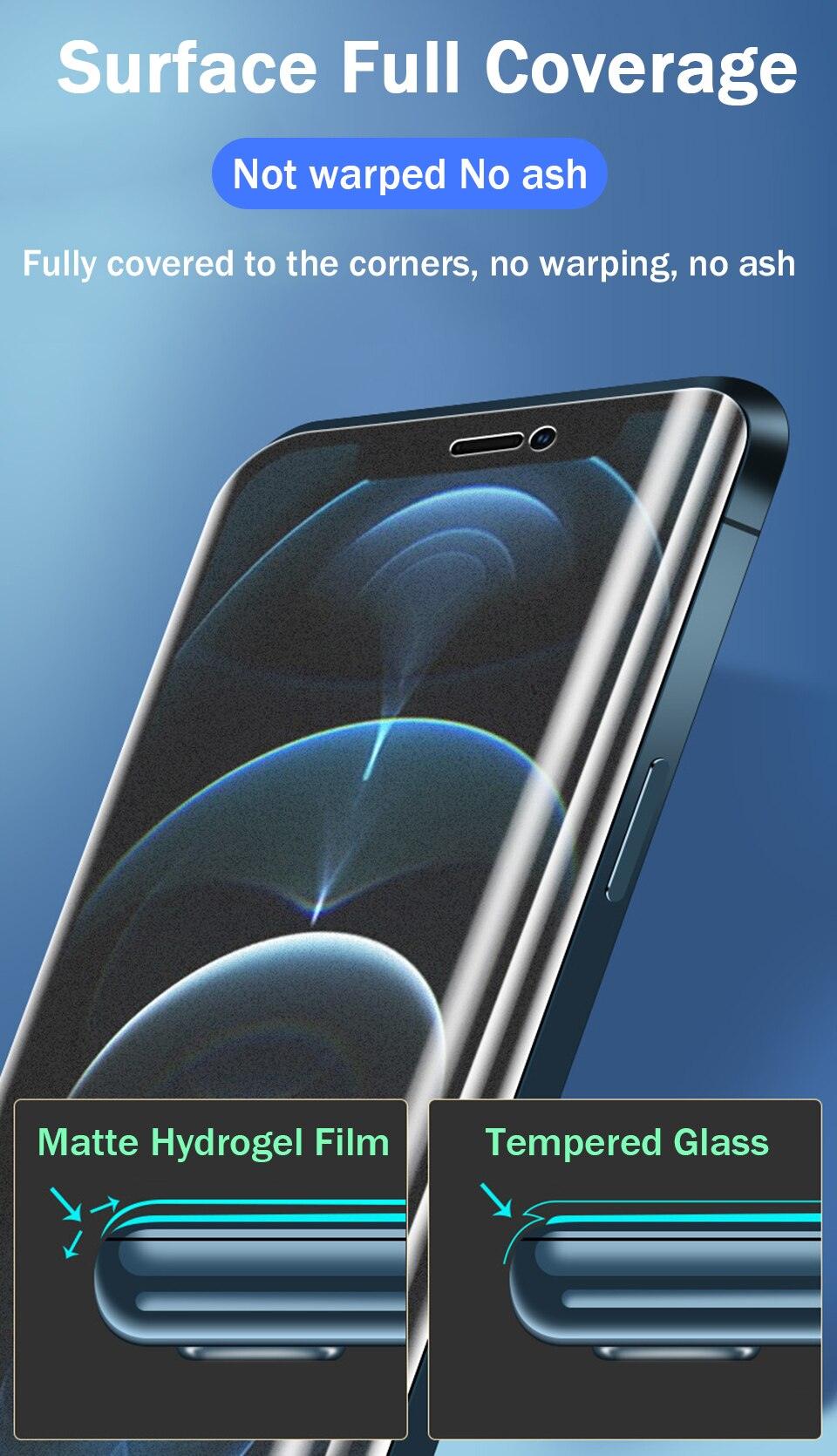 3pcs For Iphone 11 12 13 Pro Max Mini Matte Film Frosted Screen Protectors For iPhone X Xr Xs Max 6 6s 7 8 Plus Se 2020 Anti Spy Tempered Glass Protector For iPhone