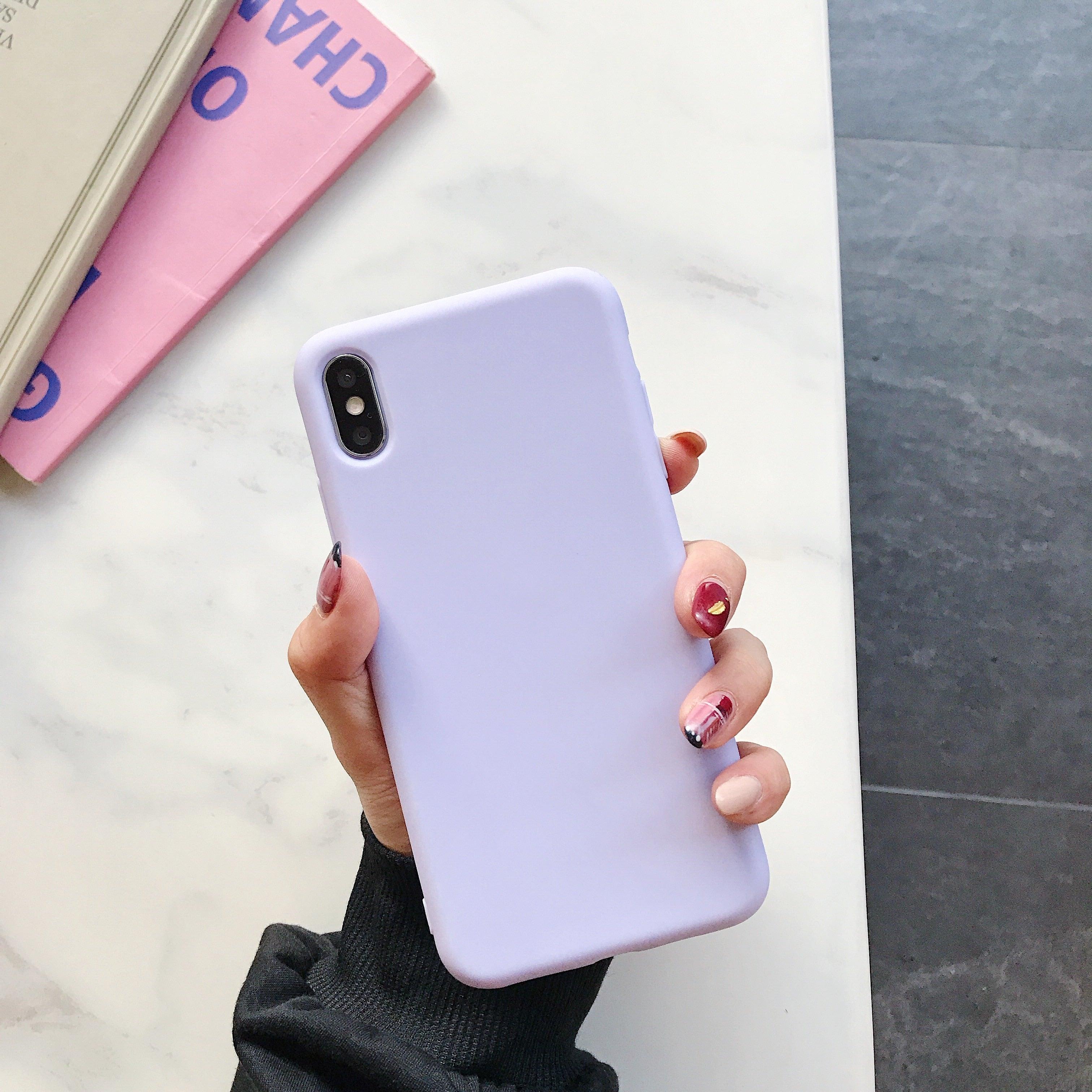 Ultra Thin Slim Fit Soft Grip Anti-Scratch Protective Cover Thicker Candy Phone Case for iPhone Soft Silicon Back Phone Cover for iPhone 12 13 Pro Max iphone Case