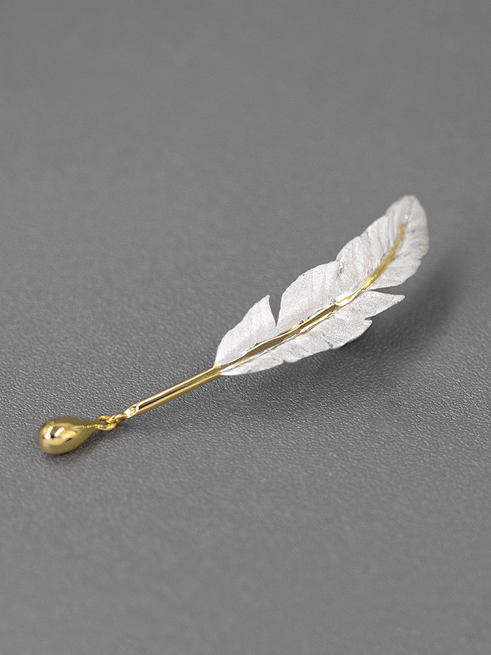 Silver-Plated Feather Brooch