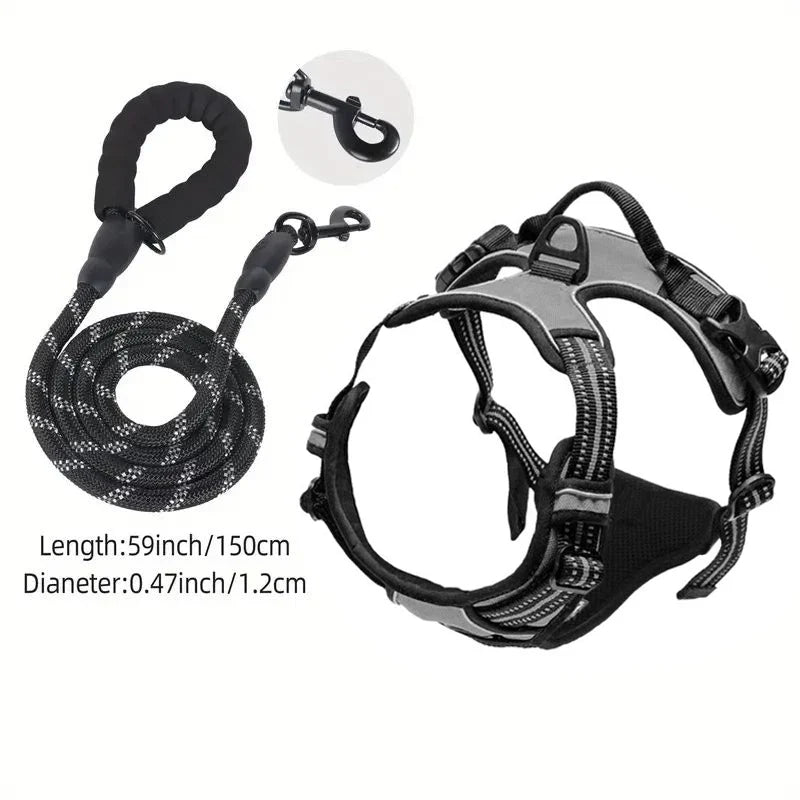 Service Dog Harness Front Clip Heavy Duty Reflective Easy Control Handle for Large Dog Walking，Easy to Control for Small Medium