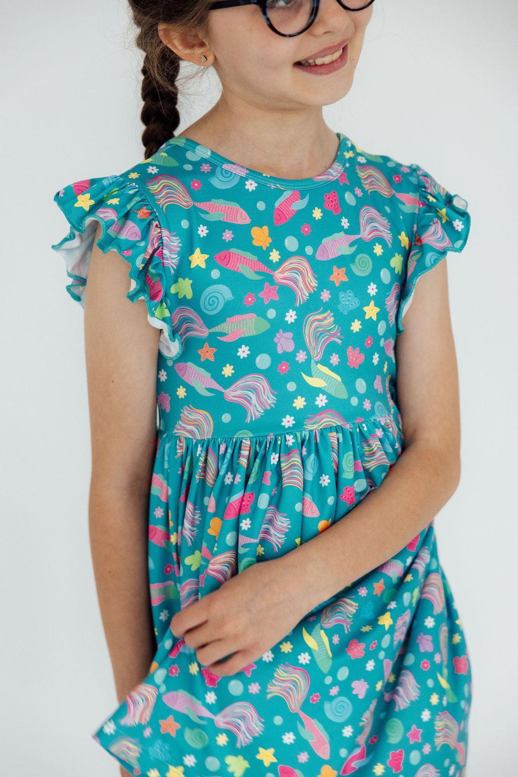 SALE Betta Blooms Flutter Sleeve Twirl Dress
