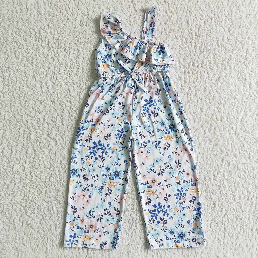 One of shoulder floral print baby girls jumpsuit