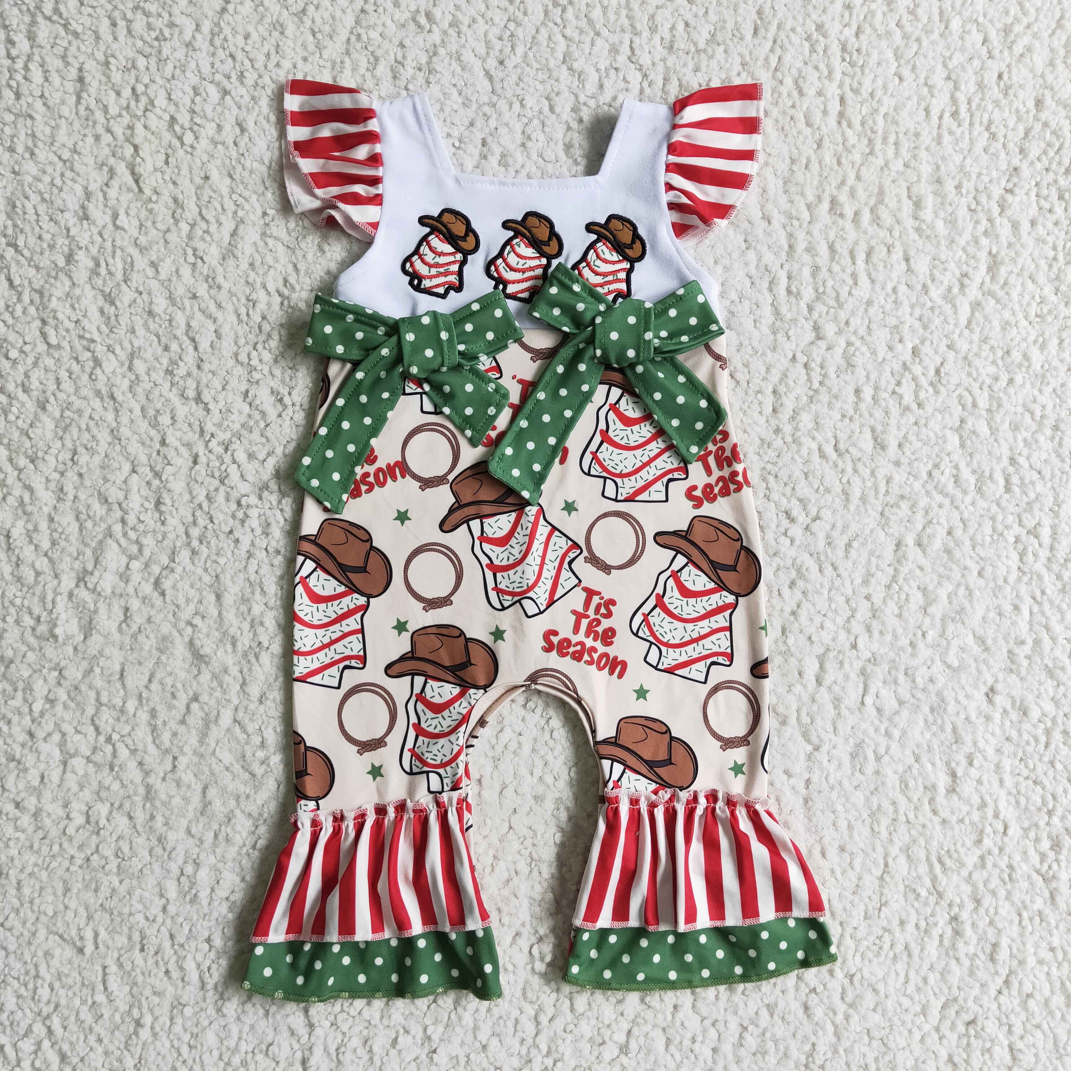 Cake embroidery 'Tis the season baby girls Christmas romper