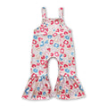 Sleeveless colorful leopard bell bottom baby girls jumpsuit