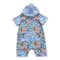 Short sleeves dinosaur baby kids hooded romper