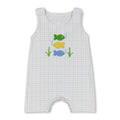 Sleeveless plaid fish baby boy summer romper