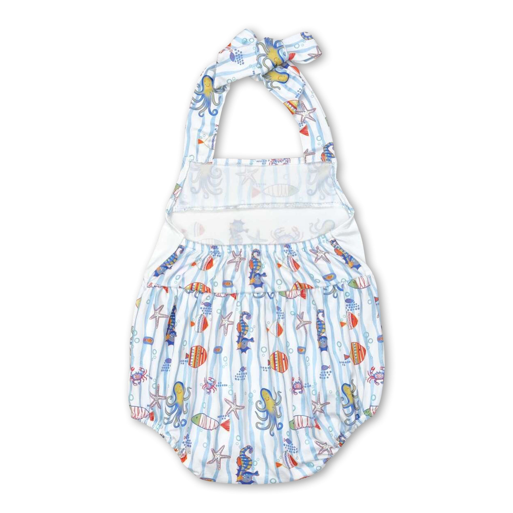 Starfish octopus fish halter baby girls romper