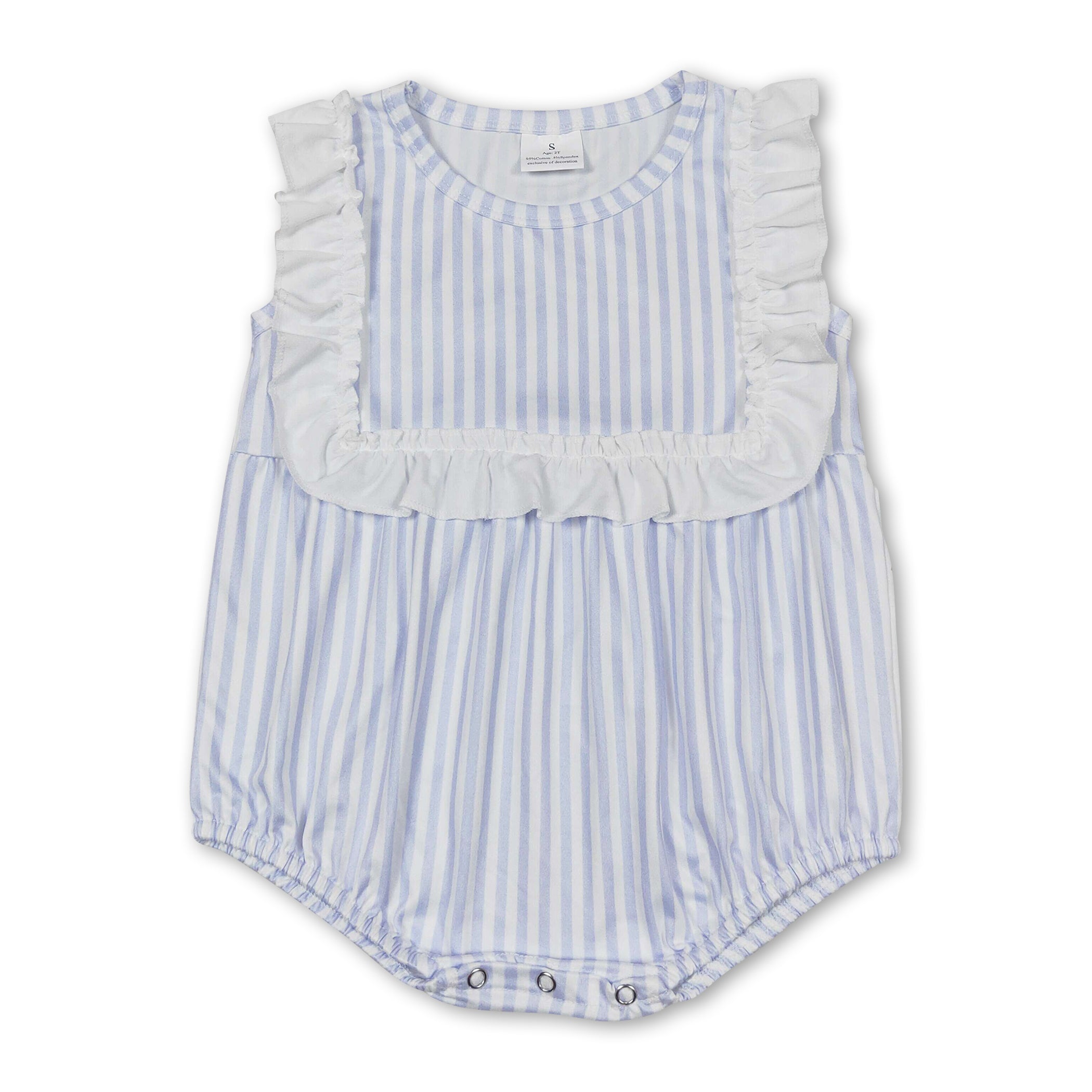 Sleeveless ruffle stripe baby girls summer romper