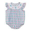 Turtle starfish plaid flutter sleeves baby girls romper