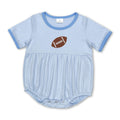 Short sleeves light blue football baby kids romper