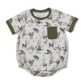 Olive pocket duck baby boy summer romper