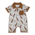 Short sleeves camo duck call baby boys polo romper