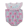 I love dad pink bow floral baby girls romper