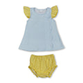Flutter sleeves plaid tunic yellow bummies baby girls set