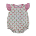 Pink flutter sleeves floral baby girls summer romper