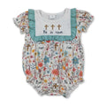 He is risen cross ruffle floral baby girls Easter romper