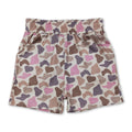 Pink brown camo pockets elastic kids girls shorts