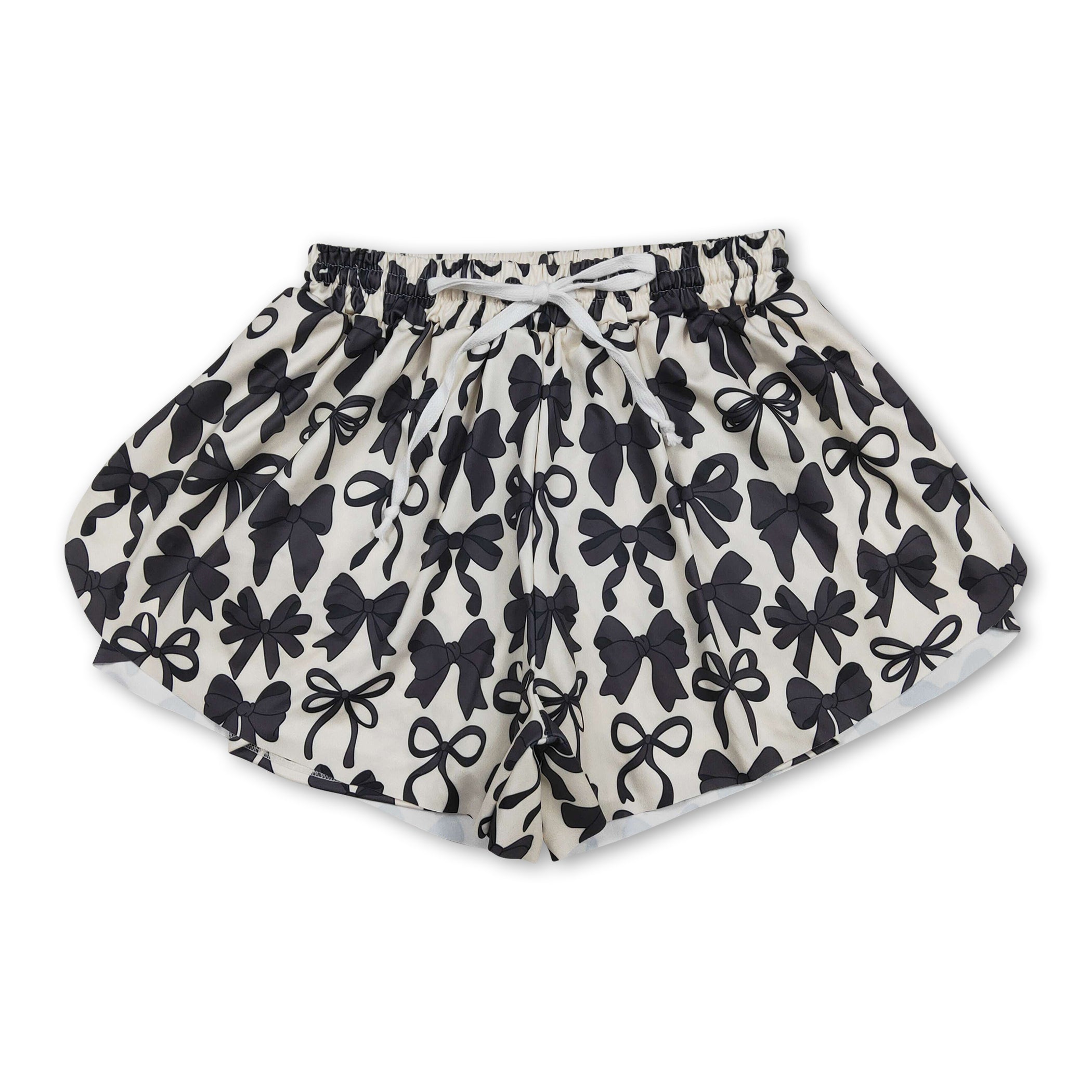 Black bows adult women summer active shorts