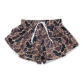 Brown camo kids girls summer active yoga shorts