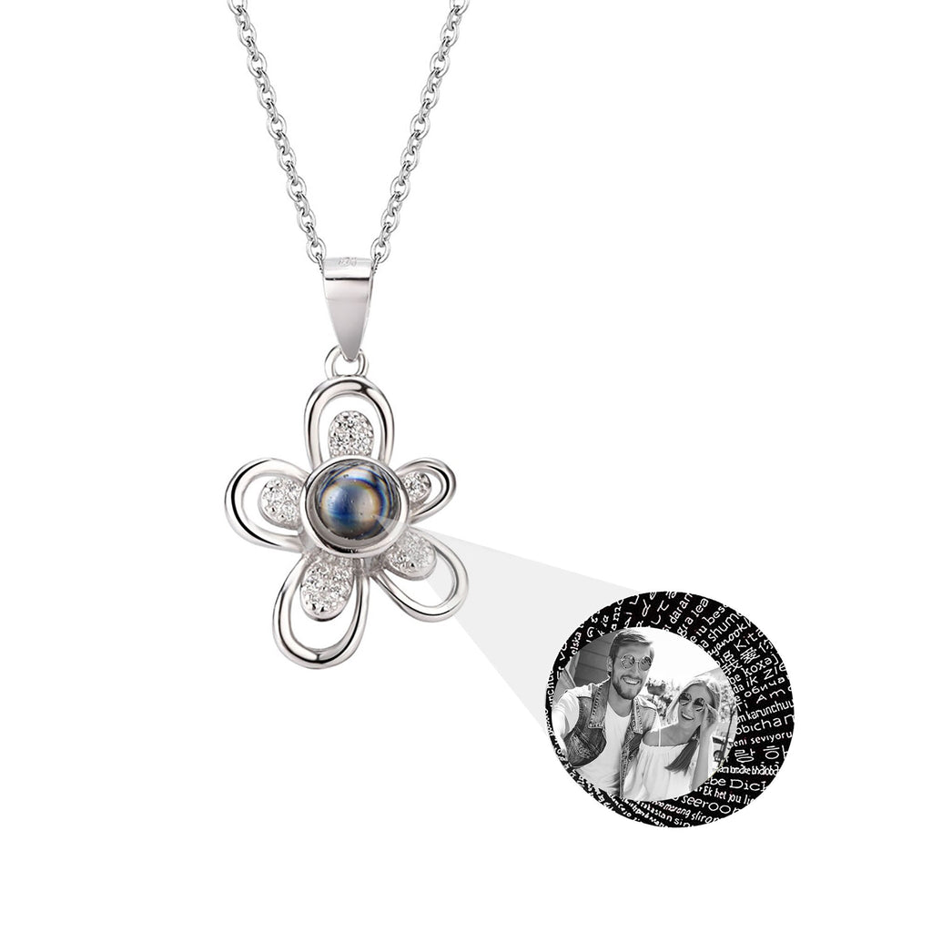 Flowers that can be customized for photos Projection Necklace  Pendant Jewelry