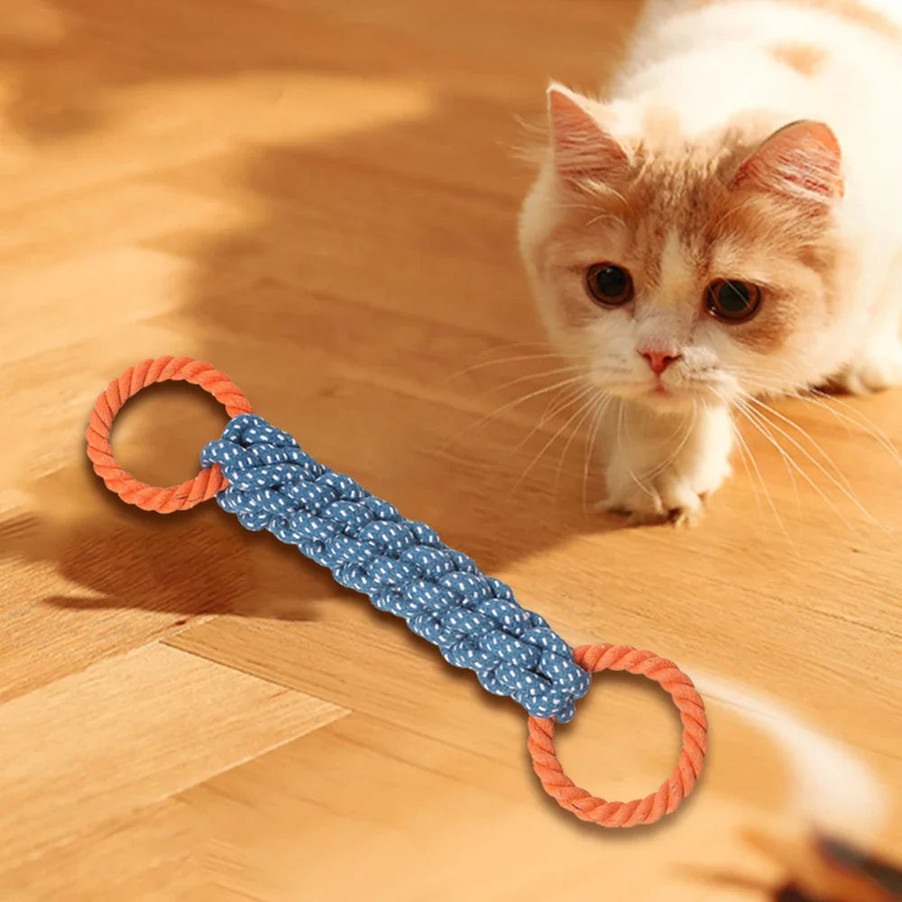 1PC Handwoven Pet Dog Toy for Teeth Cleaning And Chew Fun Random Color Natural Bite Rope Dog Plaything
