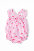 Sweet Strawberries Ruffle Cross Back Romper
