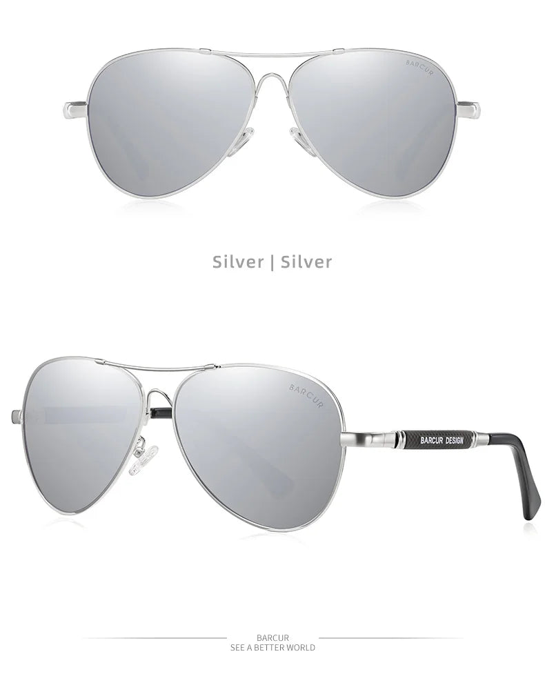 BARCUR Polarized Pilot Sunglasses for Men – Stylish Anti Blue Light UV400 Protection Gradient Mirror Lens Stainless Steel Trendy Frame – Fashion Aviator Sun Glasses for Men Ideal for Driving Travel Summer & Outdoor Activities