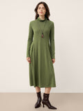 Wool Sculpted Pleats Turtleneck Maxi Dress BRIAR