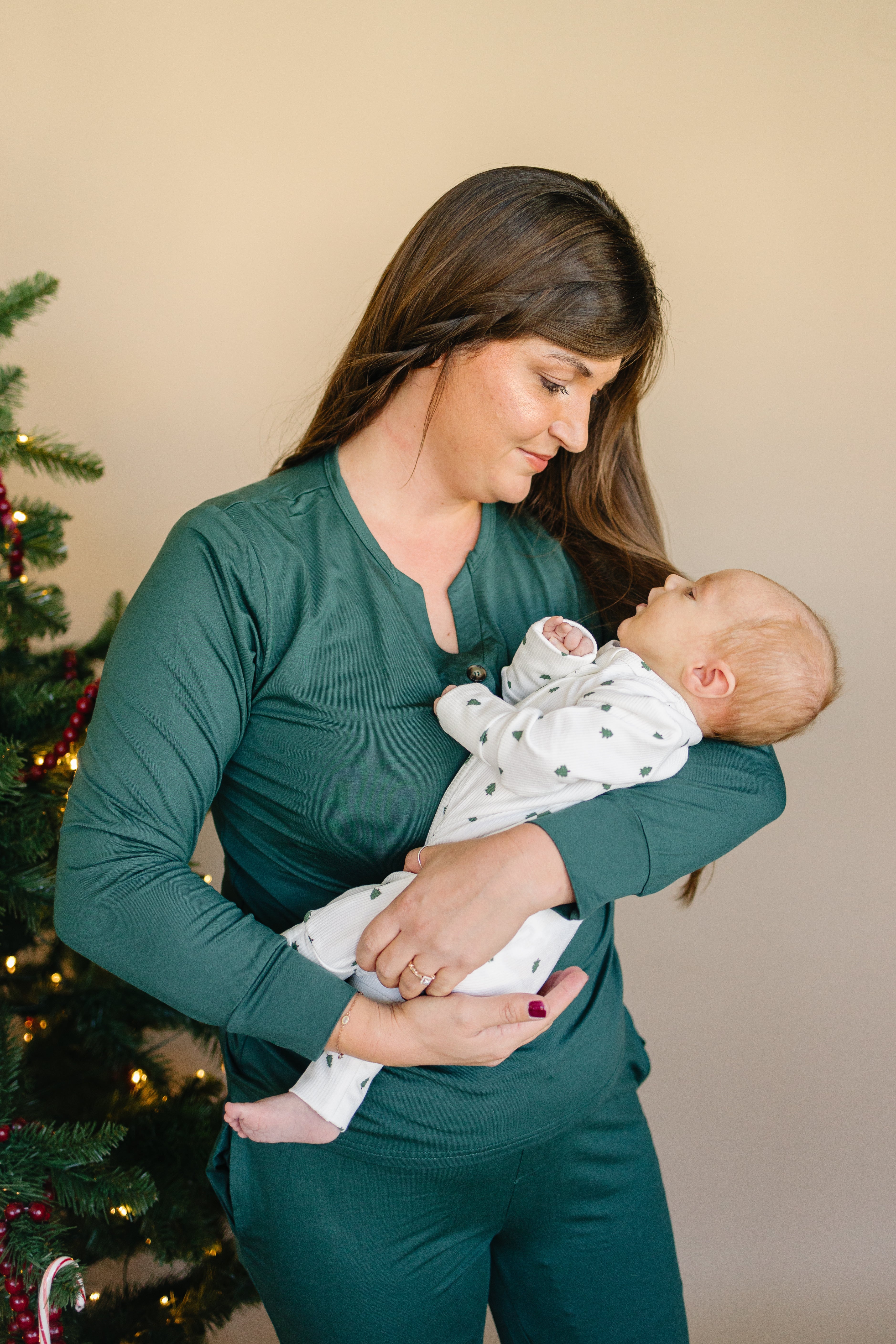 Tiny Trees Ribbed Bamboo Zippy Pajamas