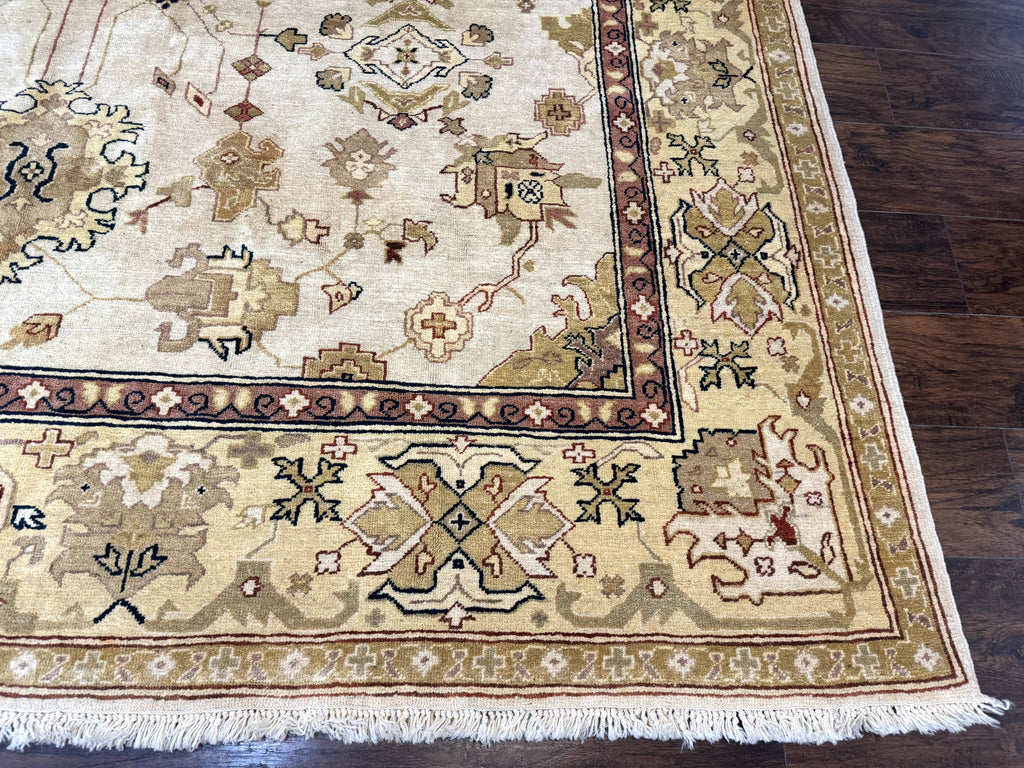 Turkish Oushak Rug 9x12, Oat Color, Wool Carpet