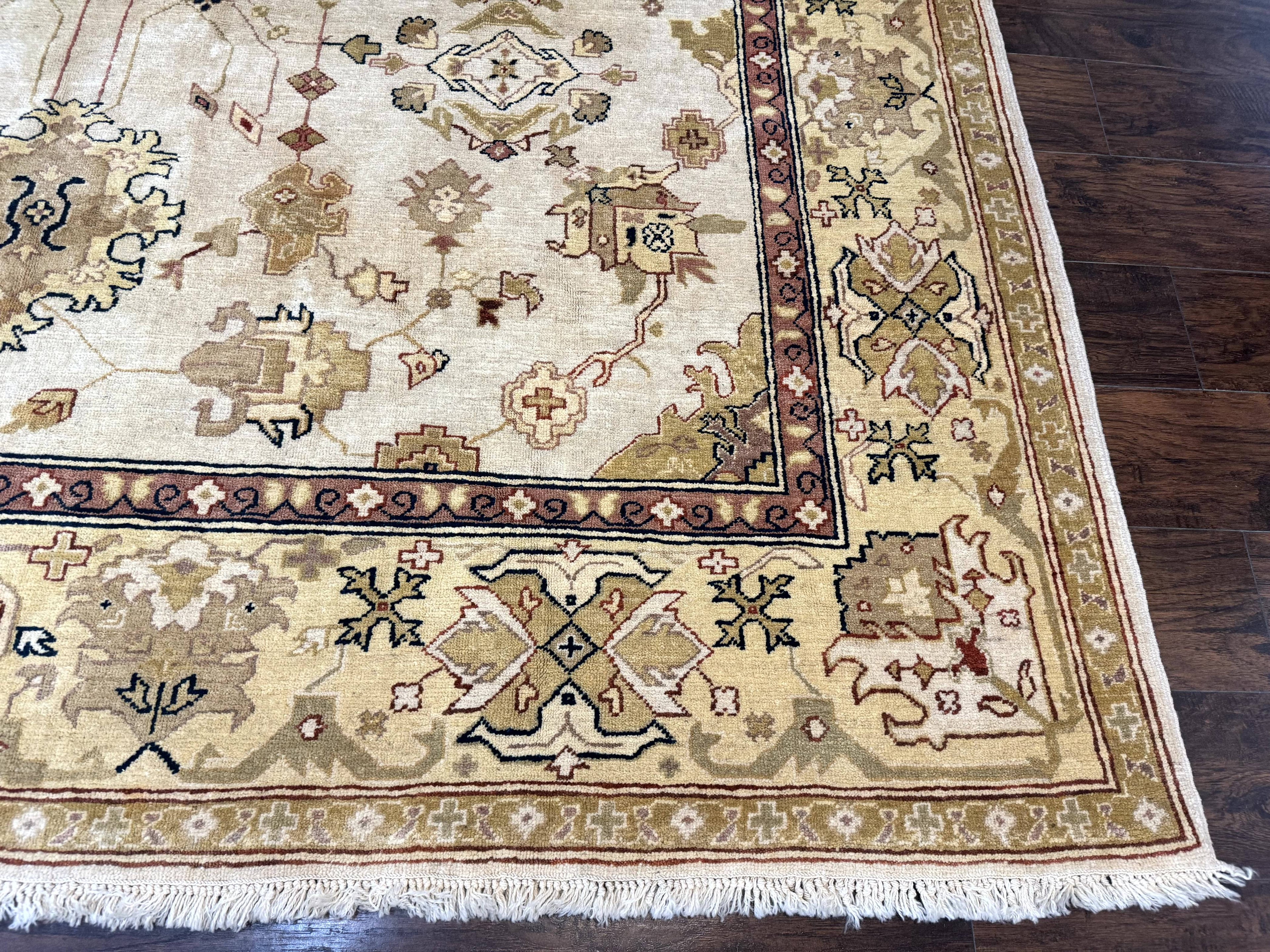 Turkish Oushak Rug 9x12, Oat Color, Wool Carpet